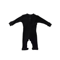 Hey Kid Black Waffle Knit Onesie