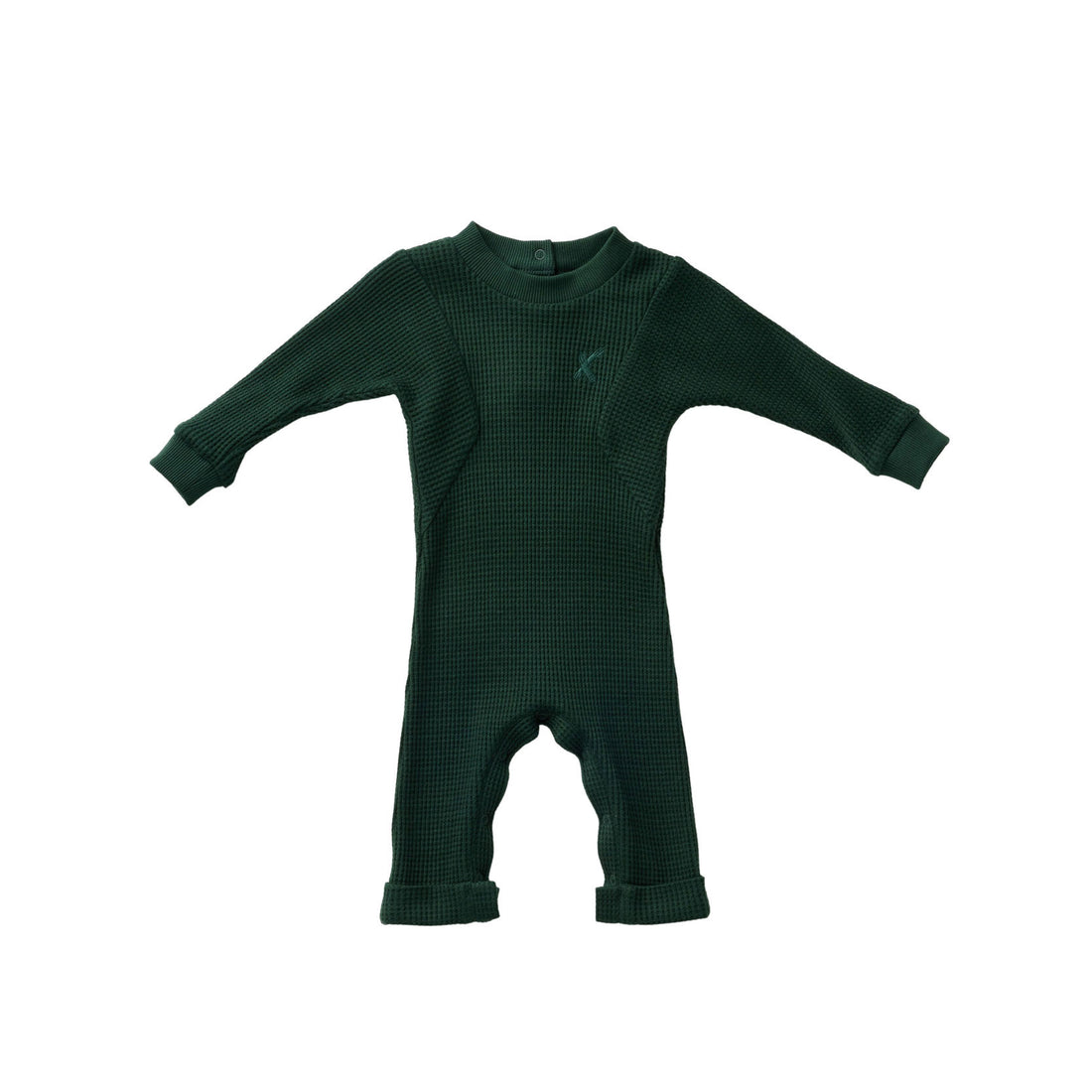 Hey Kid Green Waffle Knit Onesie