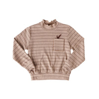 Hey Kid Striped Embroidered Pocket Top (Tan)