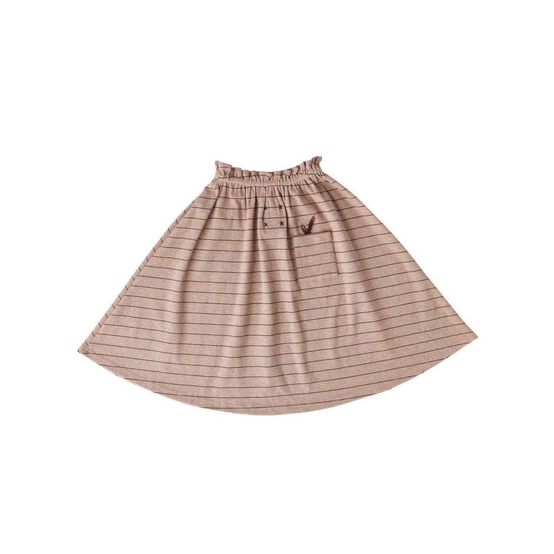 Hey Kid Striped Embroidered Pocket Skirt (Tan)