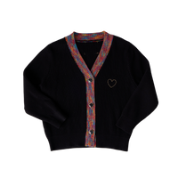 Hey Kid Black Knit Cardigan with Colorful Trim Detail