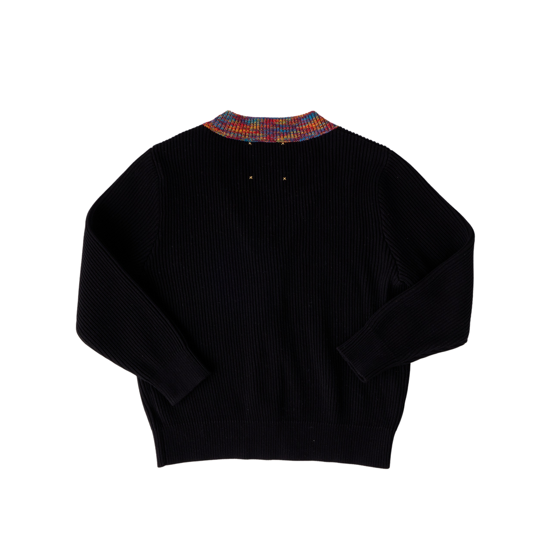 Hey Kid Black Knit Cardigan with Colorful Trim Detail
