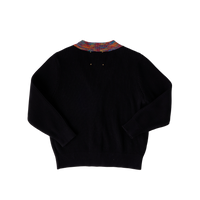 Hey Kid Black Knit Cardigan with Colorful Trim Detail