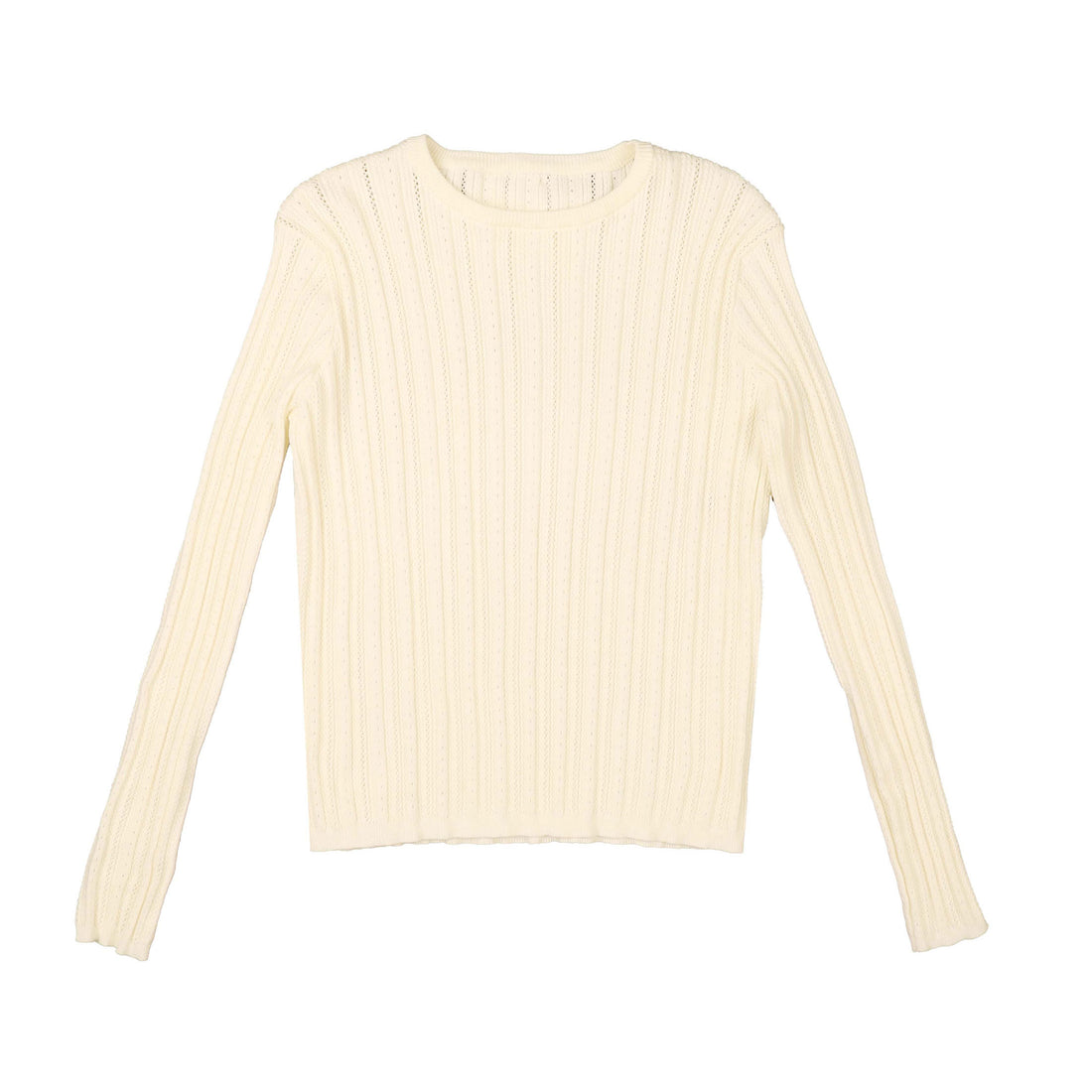 HEV Ivory Basic Ribbed Knit Textured Shell