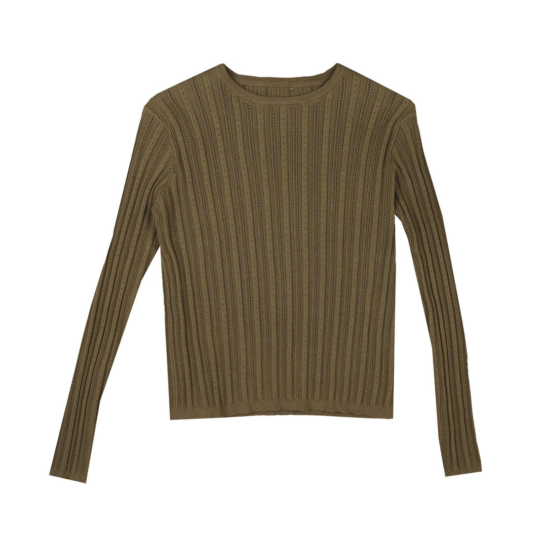 HEV Olive Basic Ribbed Knit Textured Shell