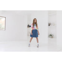 Ava and Lu Denim Textured Circle Skirt