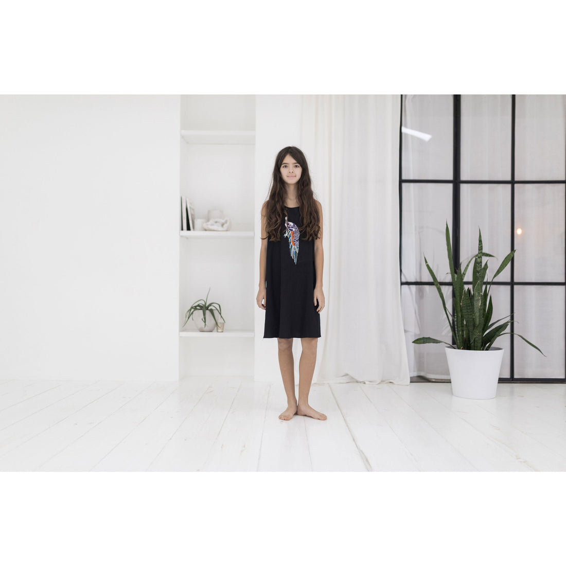 Ava and Lu Black Peacock Embroidered Jumper