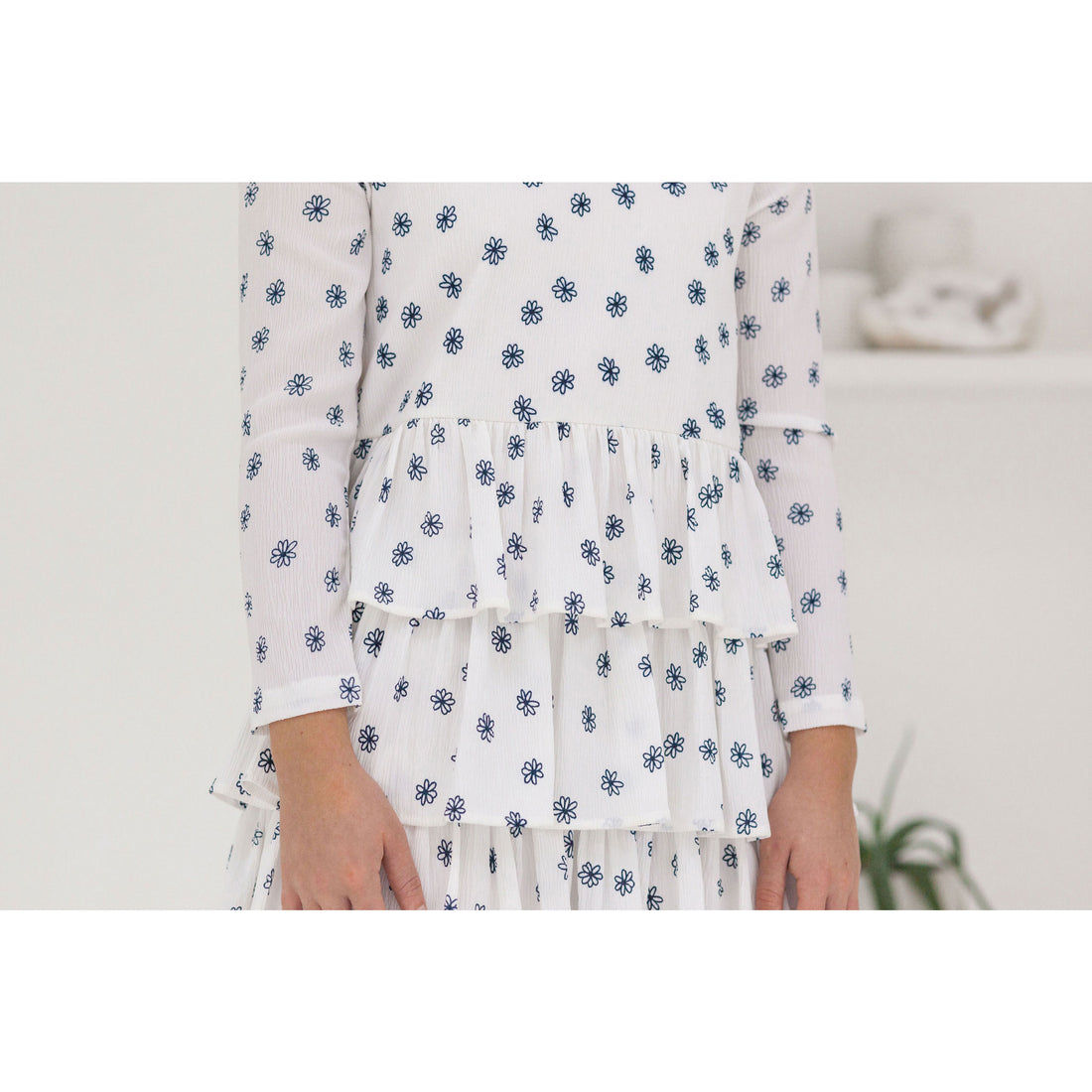 Ava and Lu Flower Print Crepe Layered Dress
