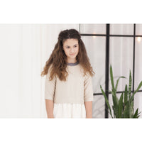 Ava and Lu Beige Lurex Dropwaist Dress