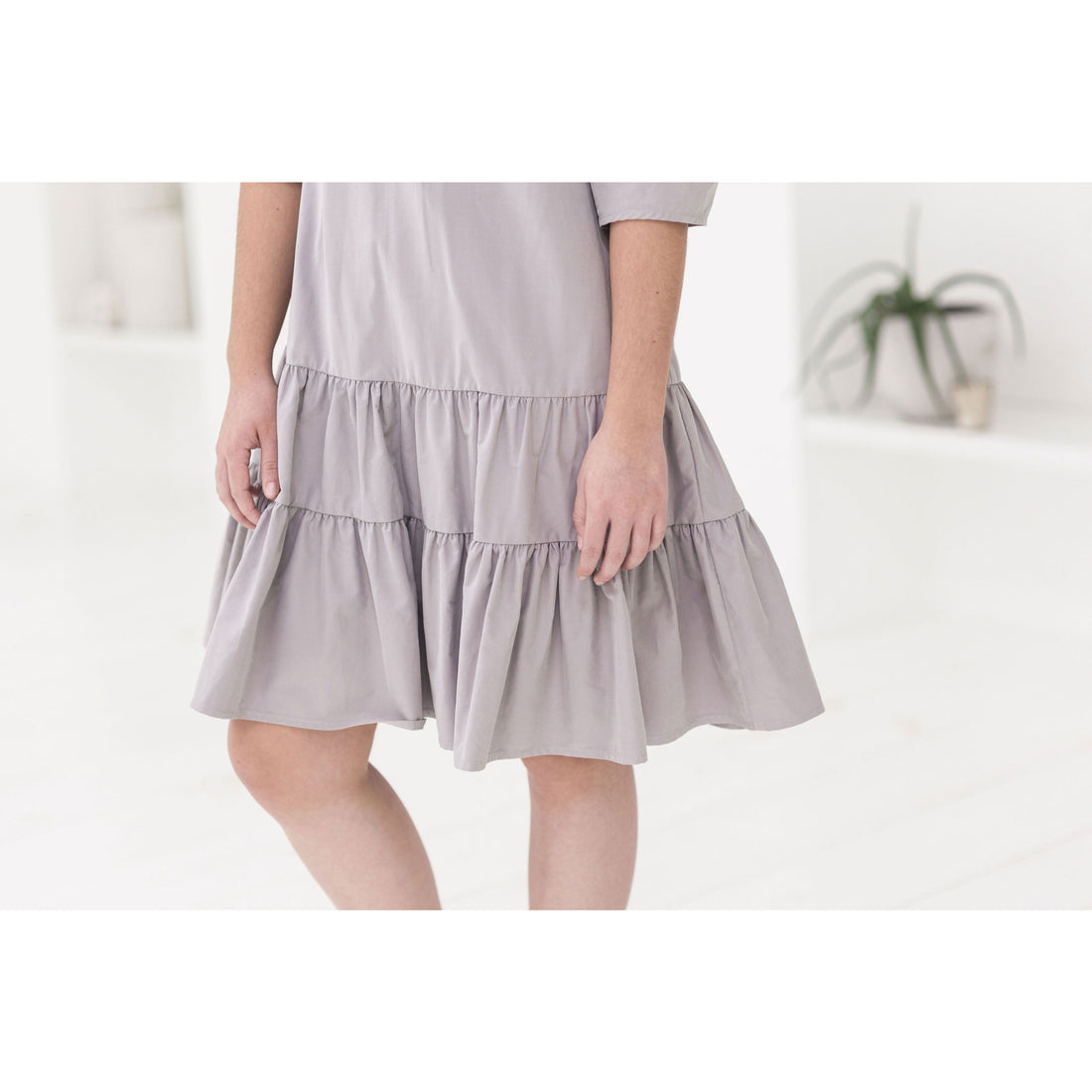 Ava and Lu Grey Dropwaist Tiered Dress