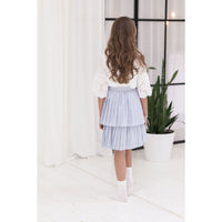 Ava and Lu Chambray Stripe Double Pleated Skirt