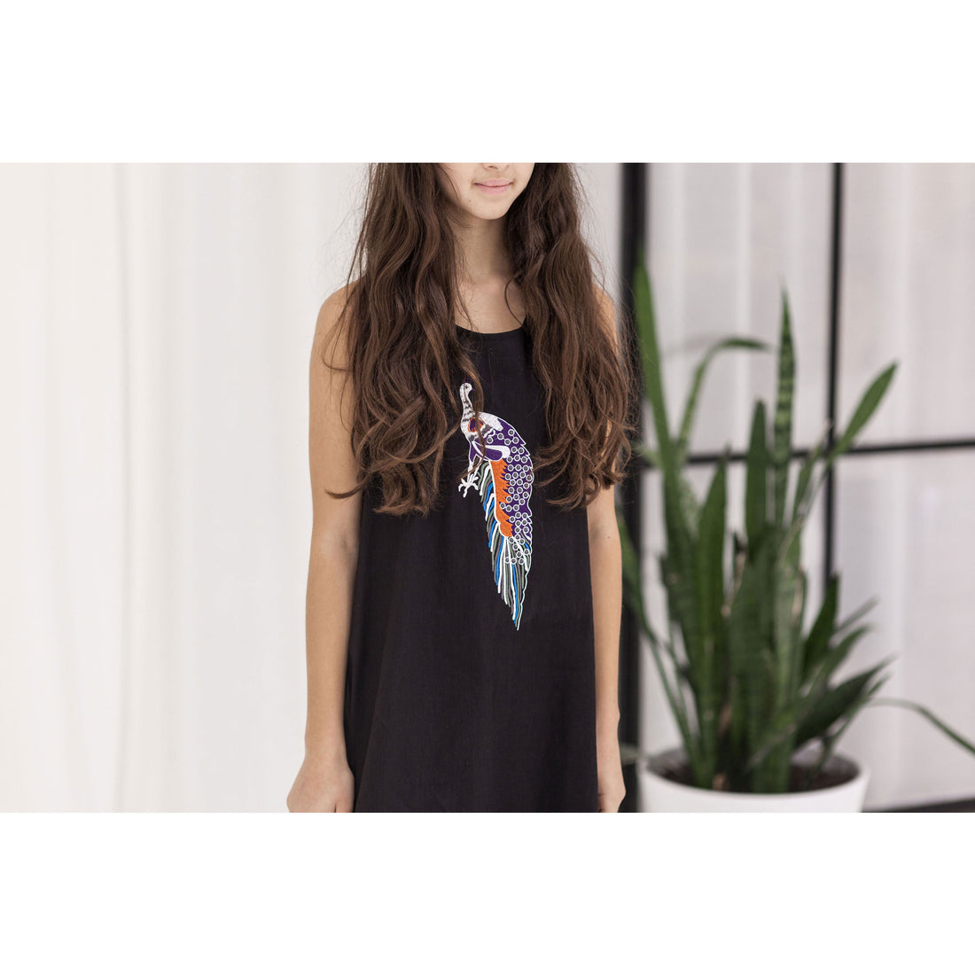 Ava and Lu Black Peacock Embroidered Jumper