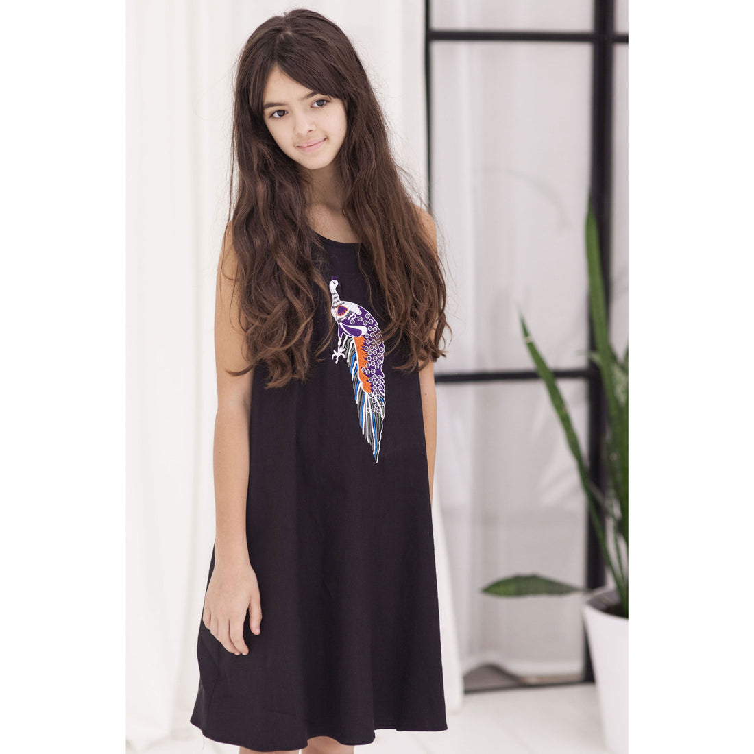 Ava and Lu Black Peacock Embroidered Jumper