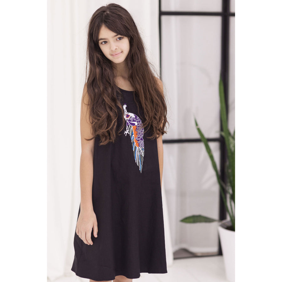 Ava and Lu Black Peacock Embroidered Jumper