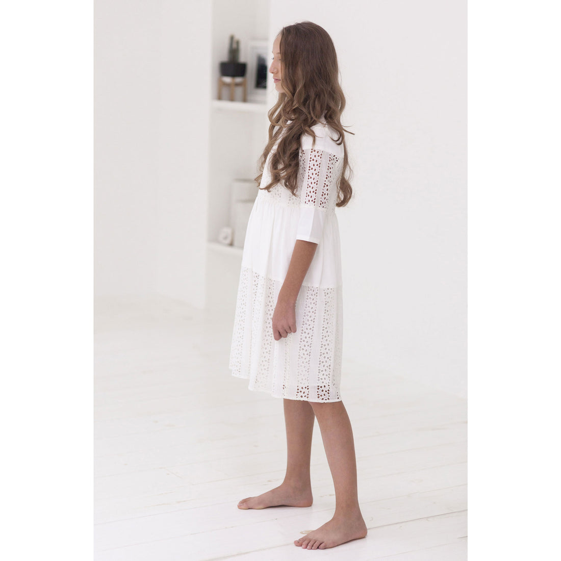 A4 Cream Layer Pattern Maxi Dress