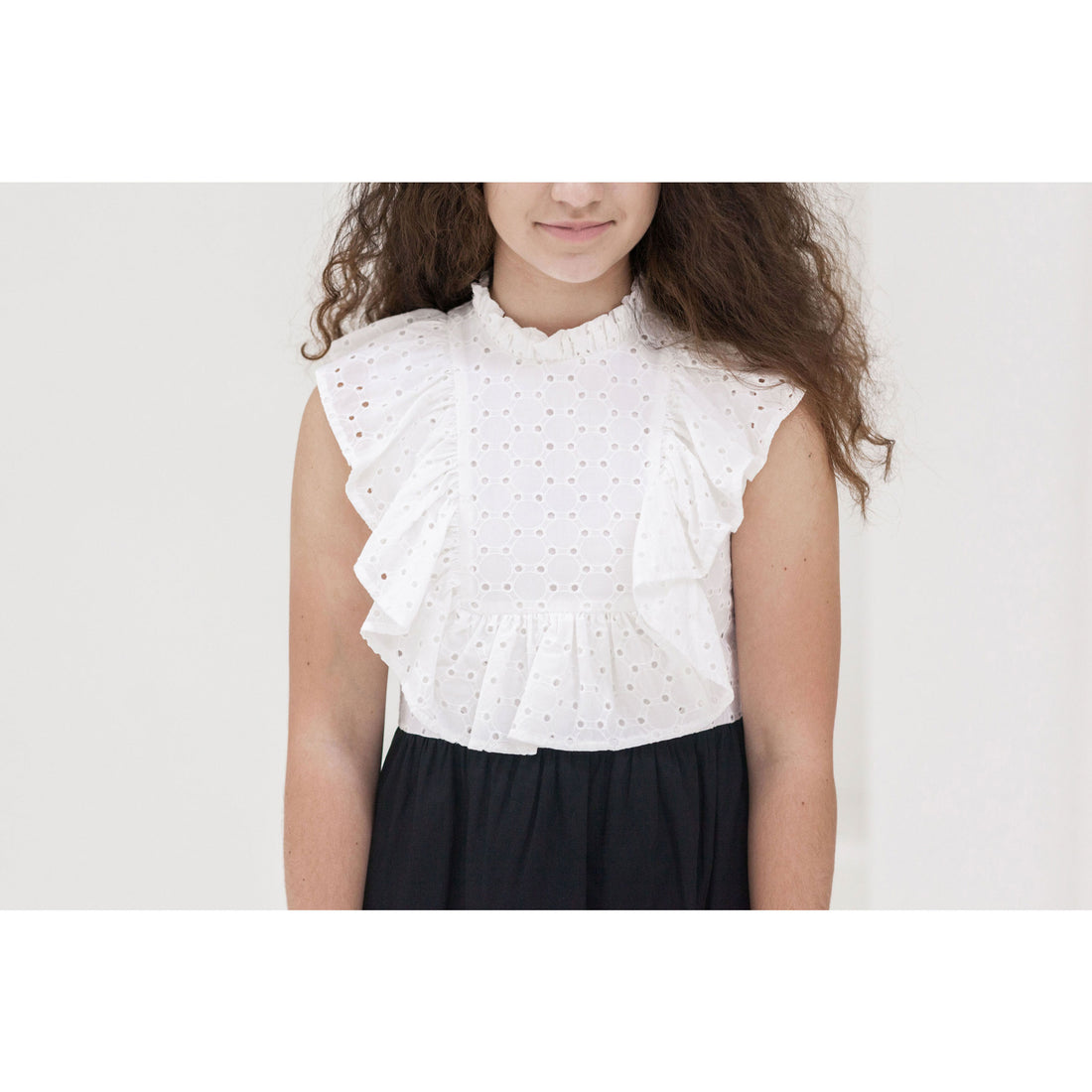A4 Black/Cream Ruffle Pinafore