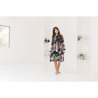 A4 Red Floral Ribbon Collar Dress