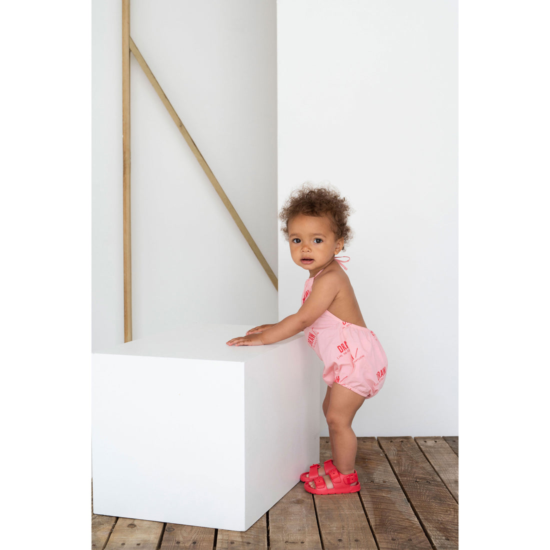 Beau Loves Washed Pink Draw Sunsuit