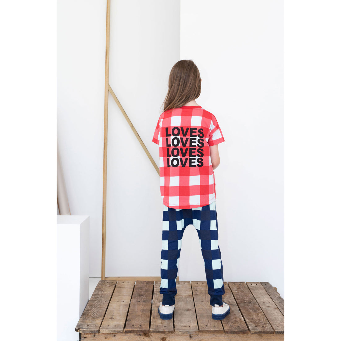 Beau Loves Red Gingham Short Sleeve Square Sweatshirt