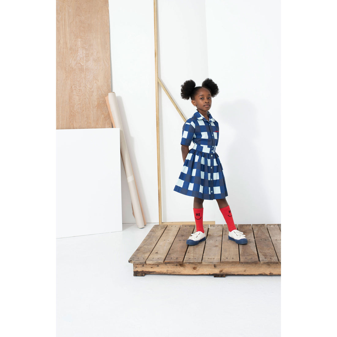 Beau Loves Navy Gingham Button Skirt