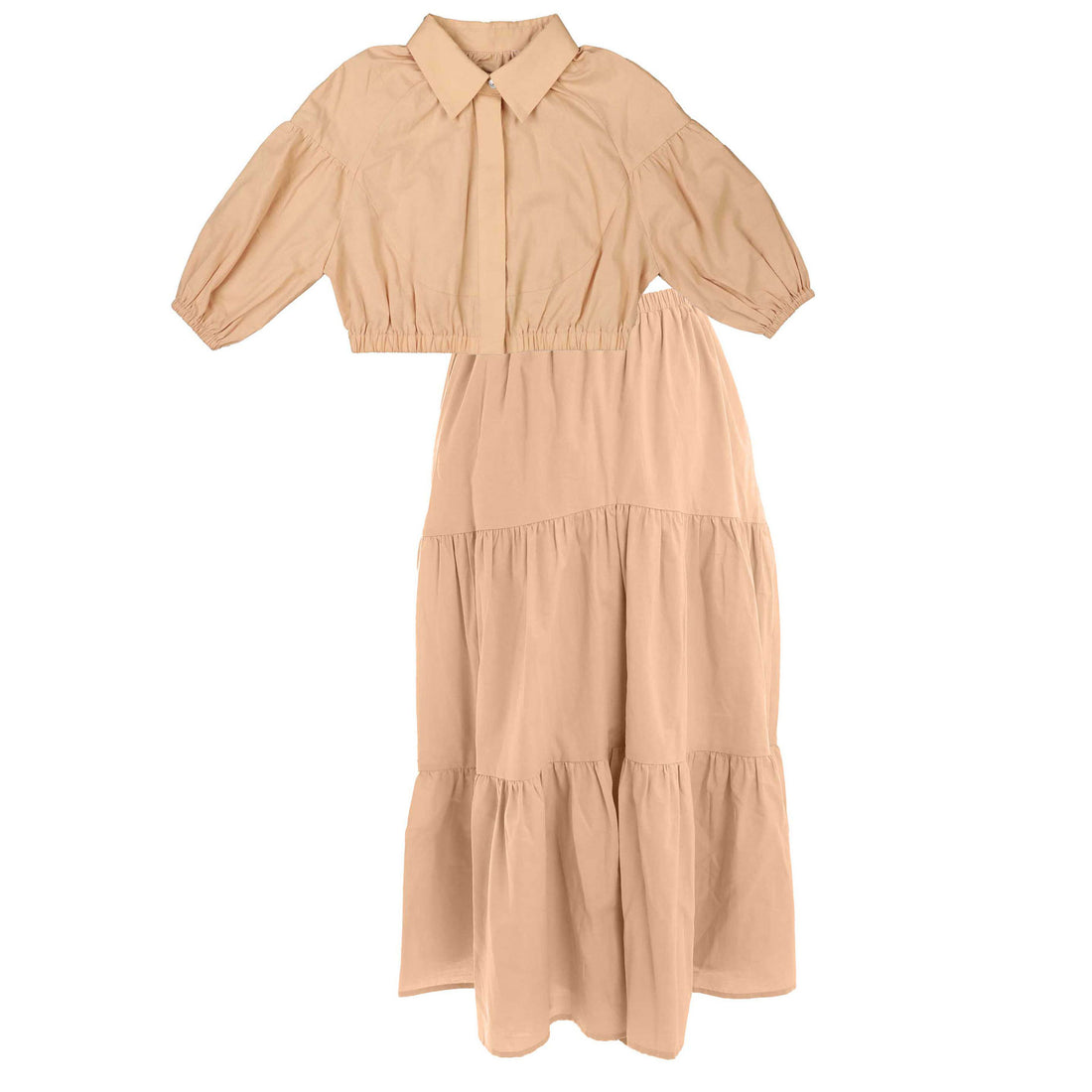 HEV Peach Cropped Shirt 2Pc