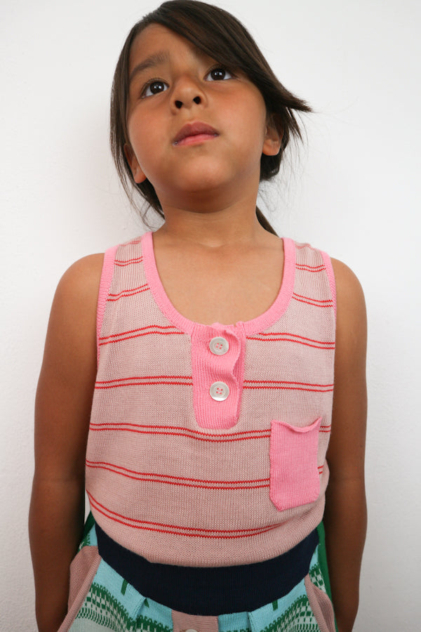 Ligne Noire Cintage Pink Stripe Tank Top