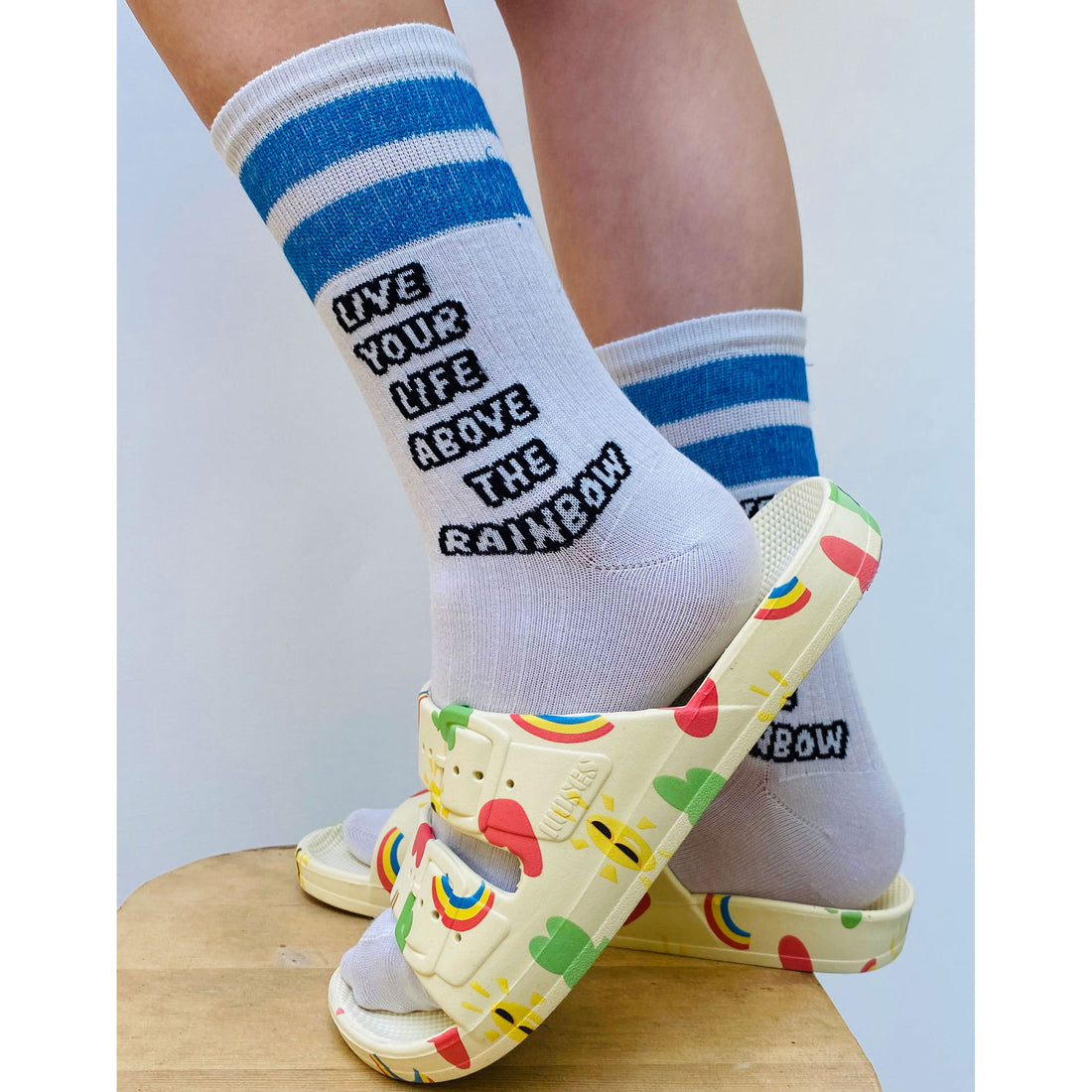 Bandy Button CARE BEARS X BANDY BUTTON Blue Stripes Aben Socks