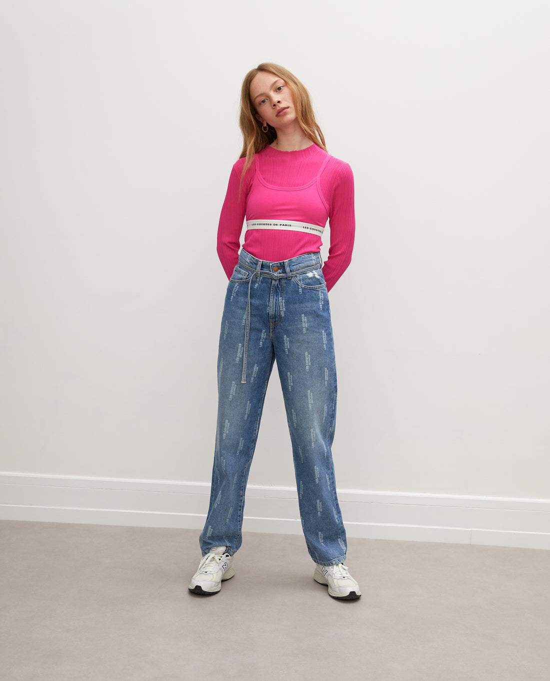 Les Coyotes De Paris Ultra Pink Ribbed Long Sleeve Tee