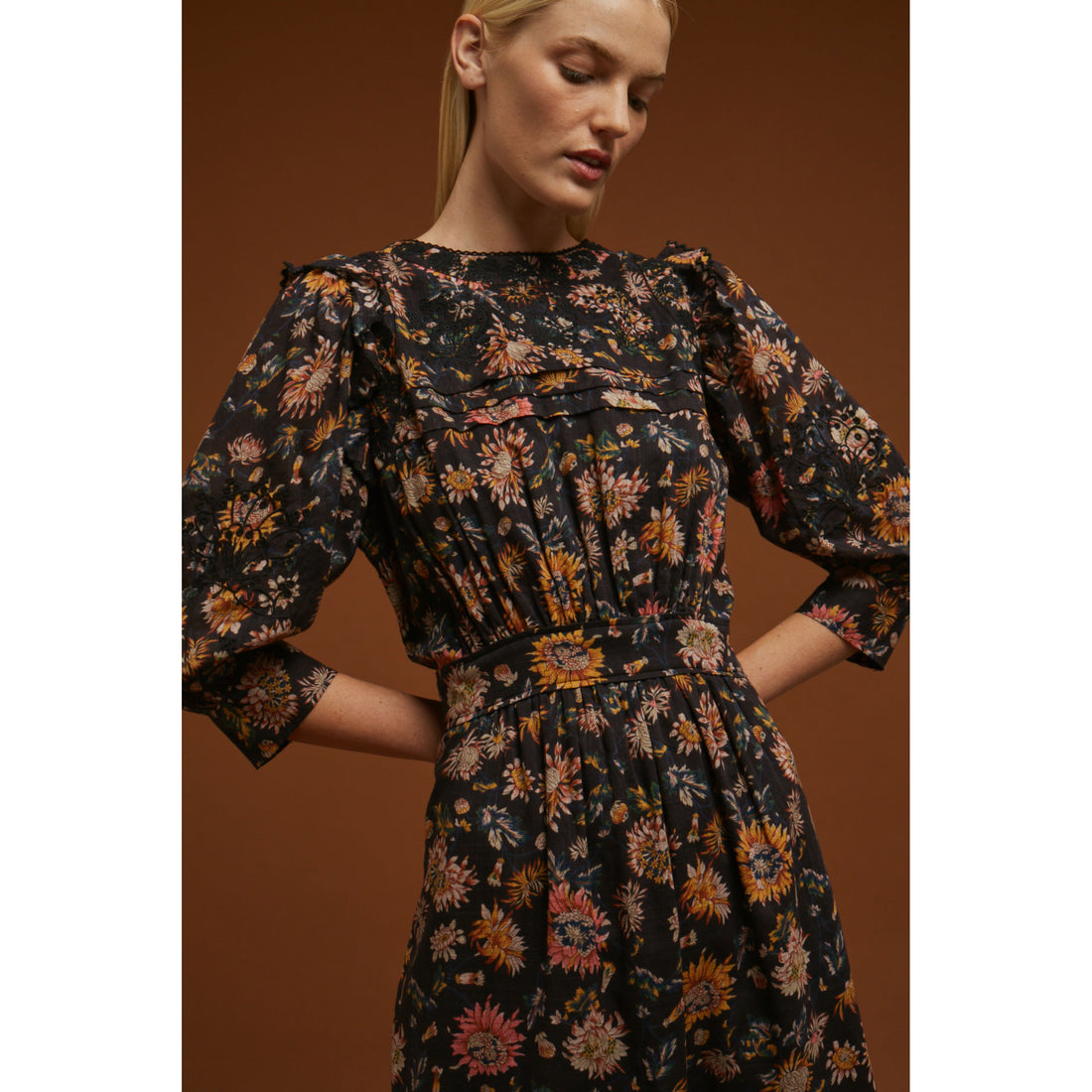 Soeur Black Floral Isa Dress