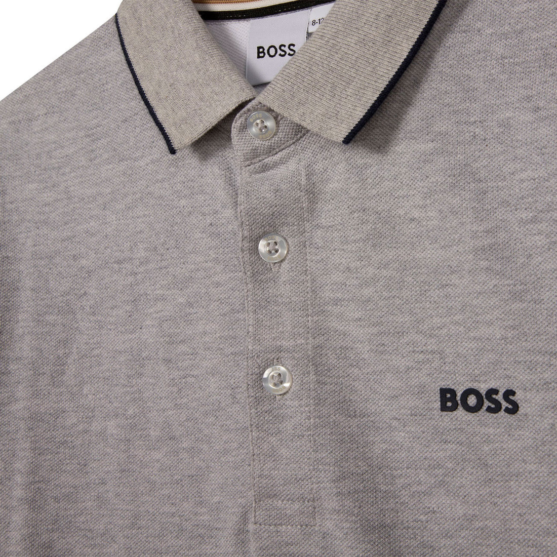 Hugo Boss Chine Grey Long Sleeve Logo Polo