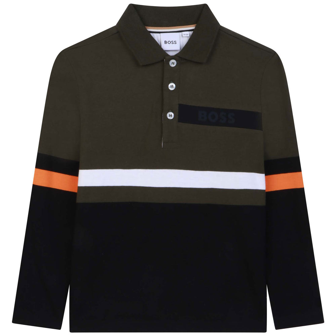 Hugo Boss Forest Green Colorblock Long Sleeve Polo
