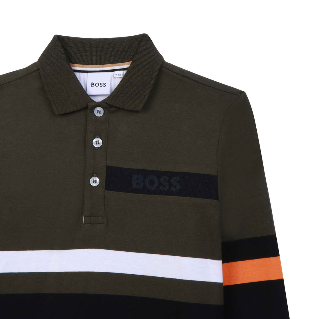 Hugo Boss Forest Green Colorblock Long Sleeve Polo