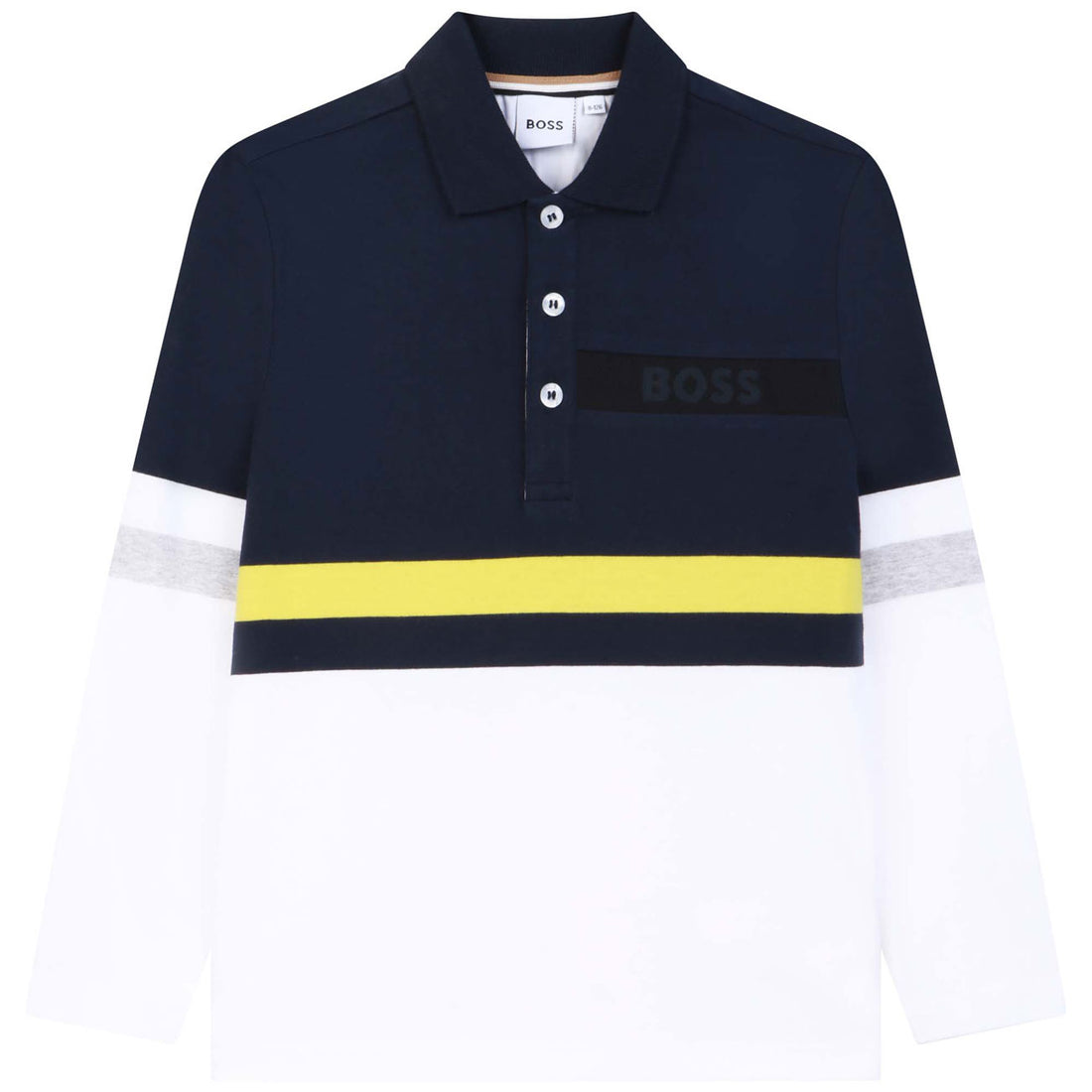 Hugo Boss Navy Colorblock Long Sleeve Polo