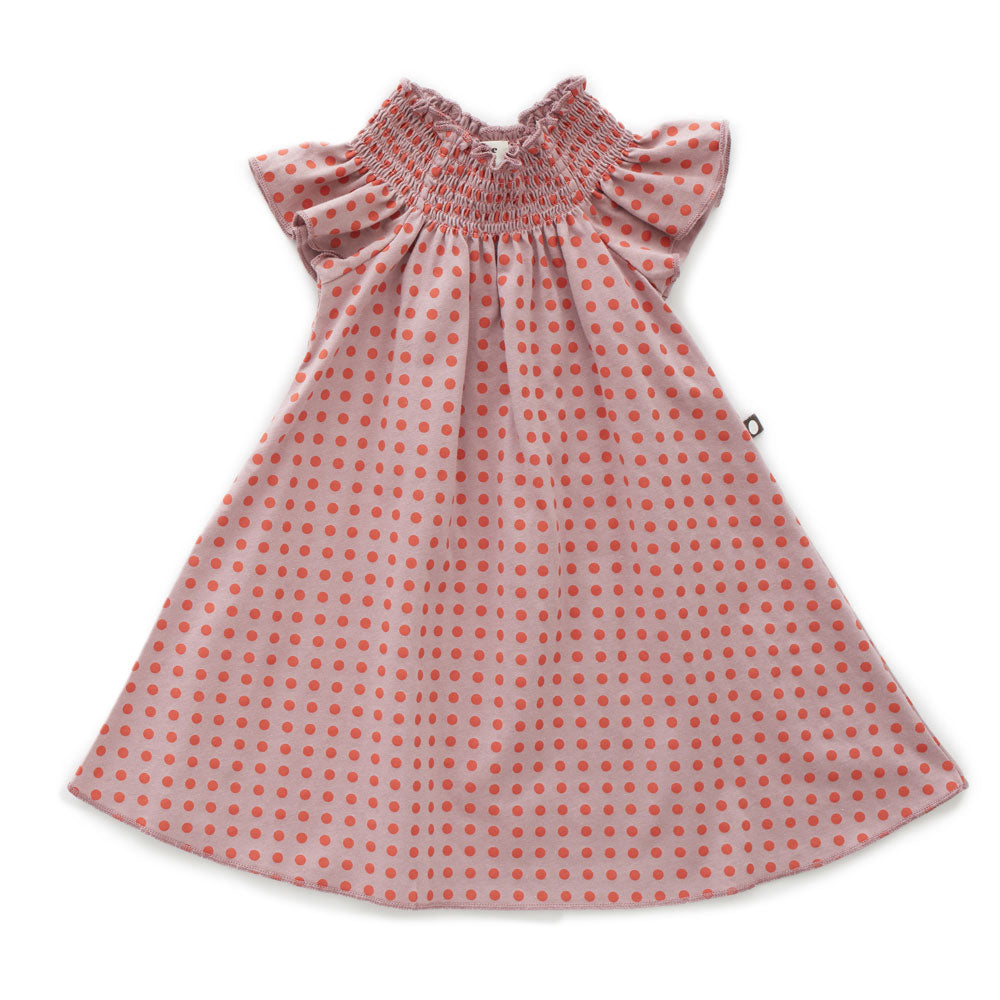 Oeuf Autumn Glaze/Mauve Dots Peasant Dress