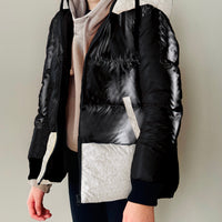 Vierra Rose Shiny Black & Snow Leopard Print Charlyne Duvet Jacket