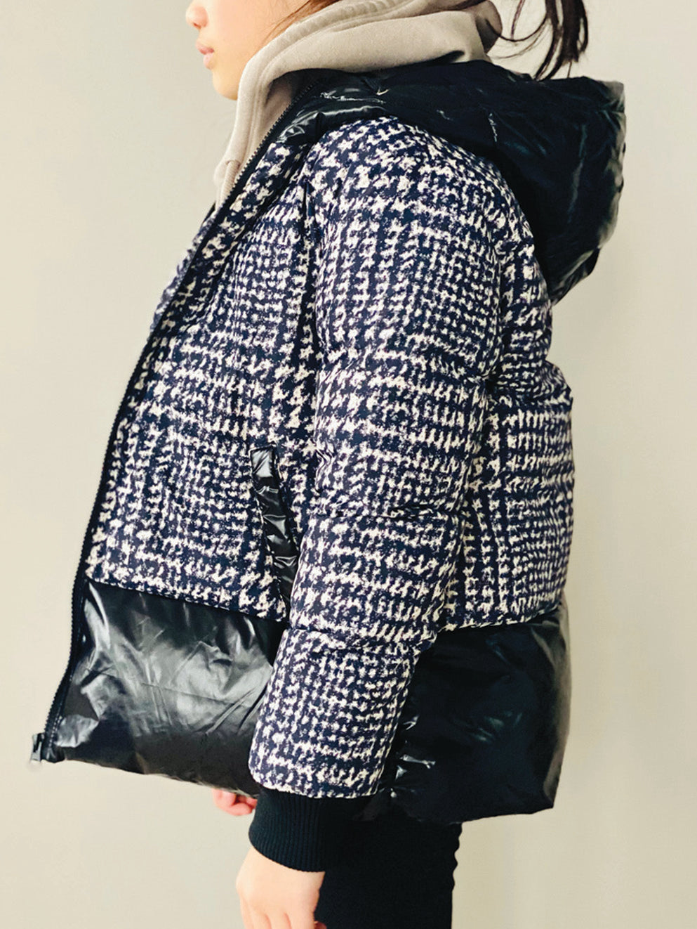 Vierra Rose Shiny Black & Print Charlyne Duvet Jacket