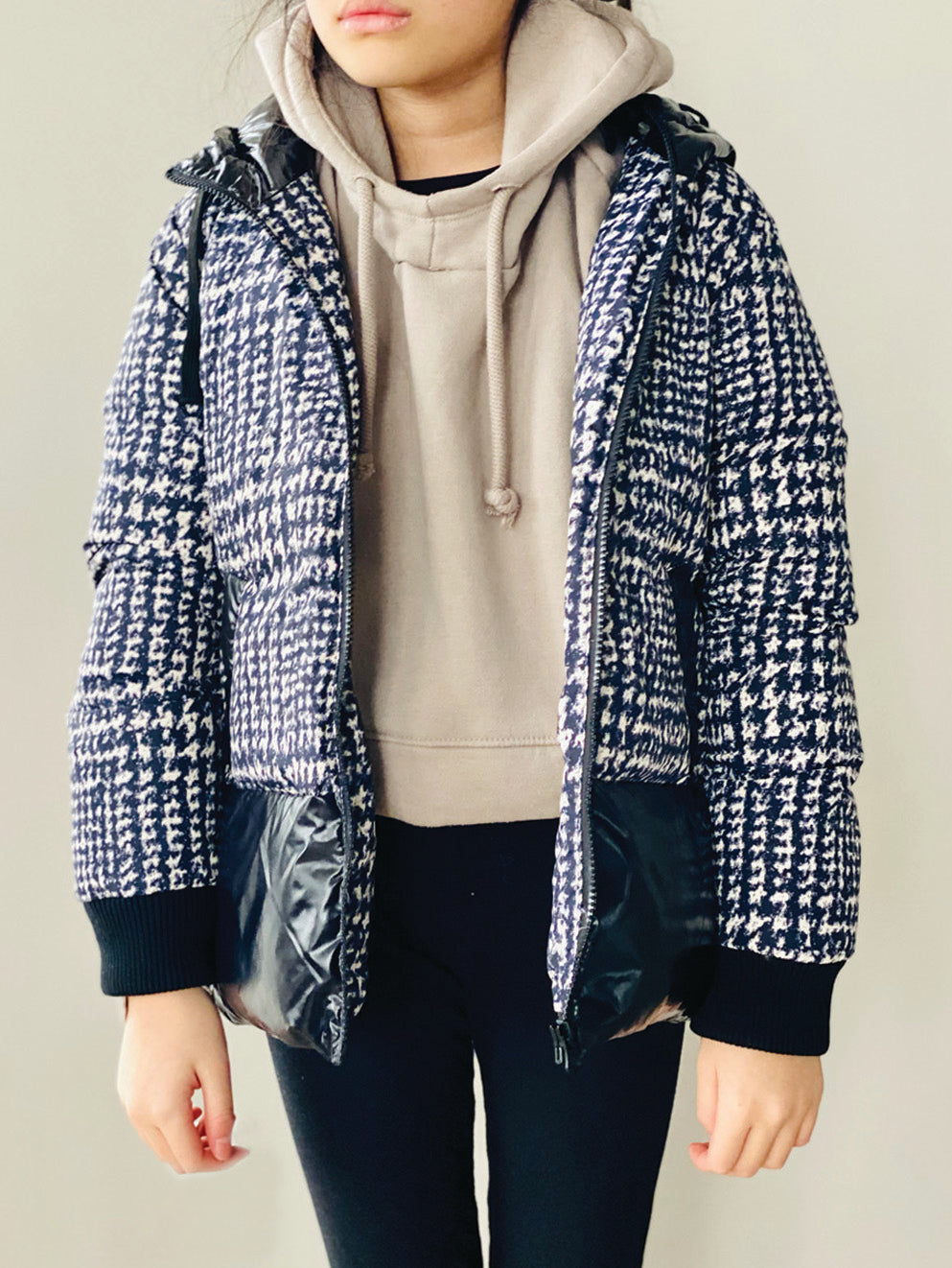 Vierra Rose Shiny Black & Print Charlyne Duvet Jacket