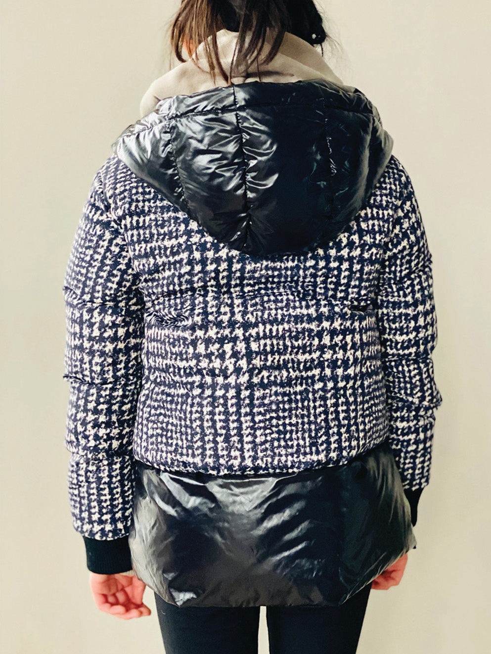 Vierra Rose Shiny Black & Print Charlyne Duvet Jacket