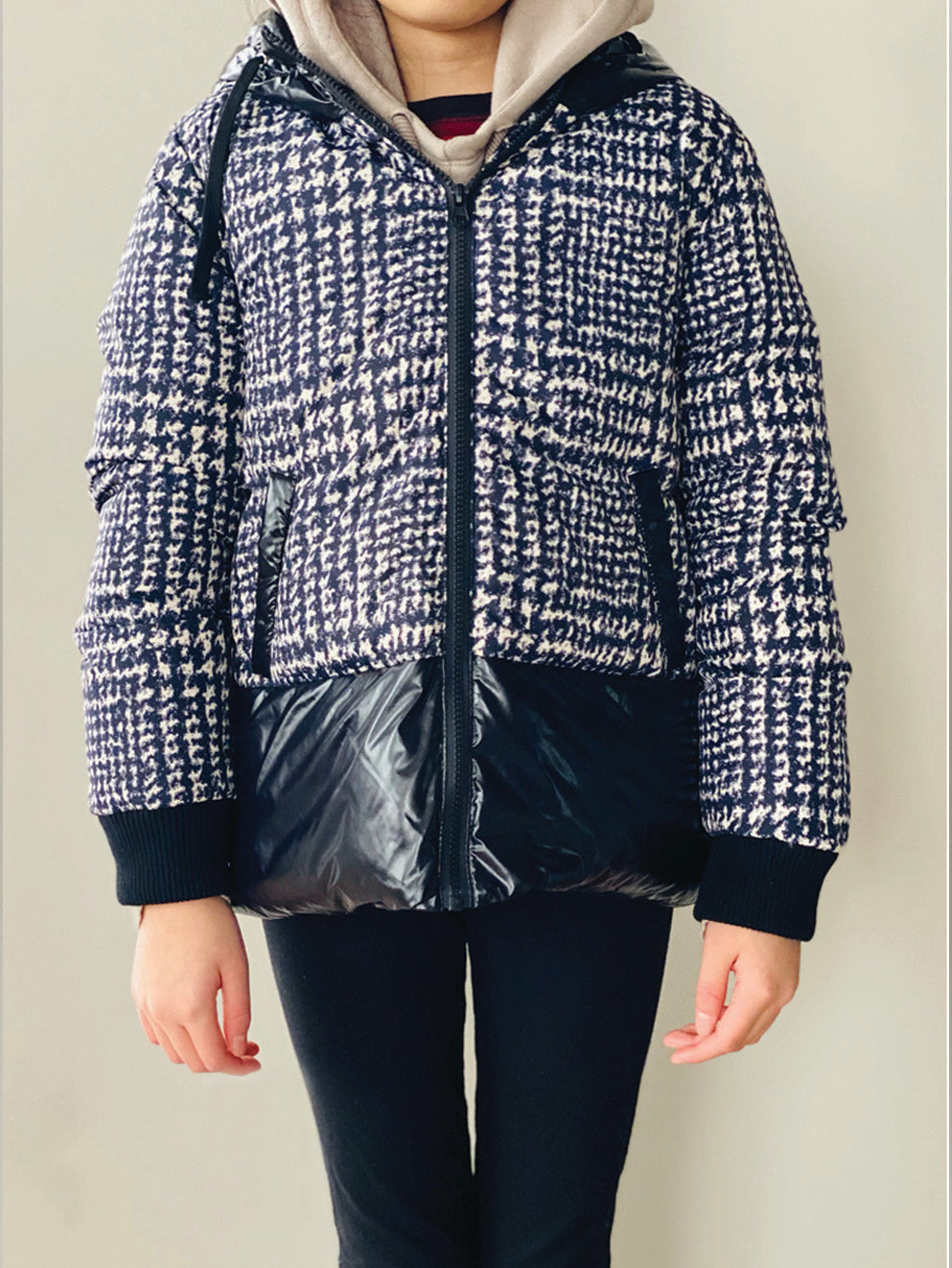 Vierra Rose Shiny Black & Print Charlyne Duvet Jacket