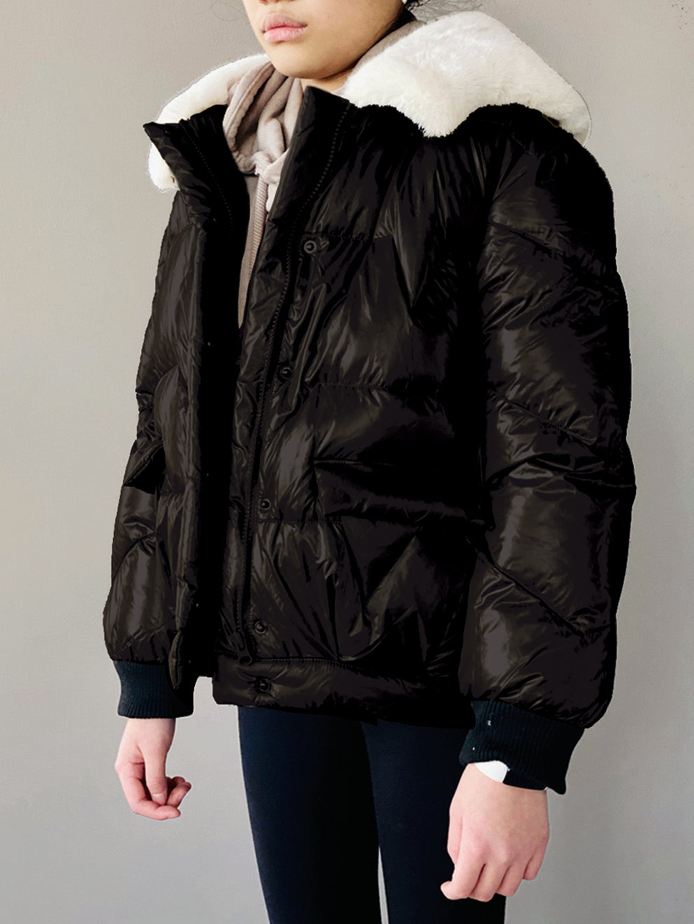 Vierra Rose Black Soho Fur Collar Jacket
