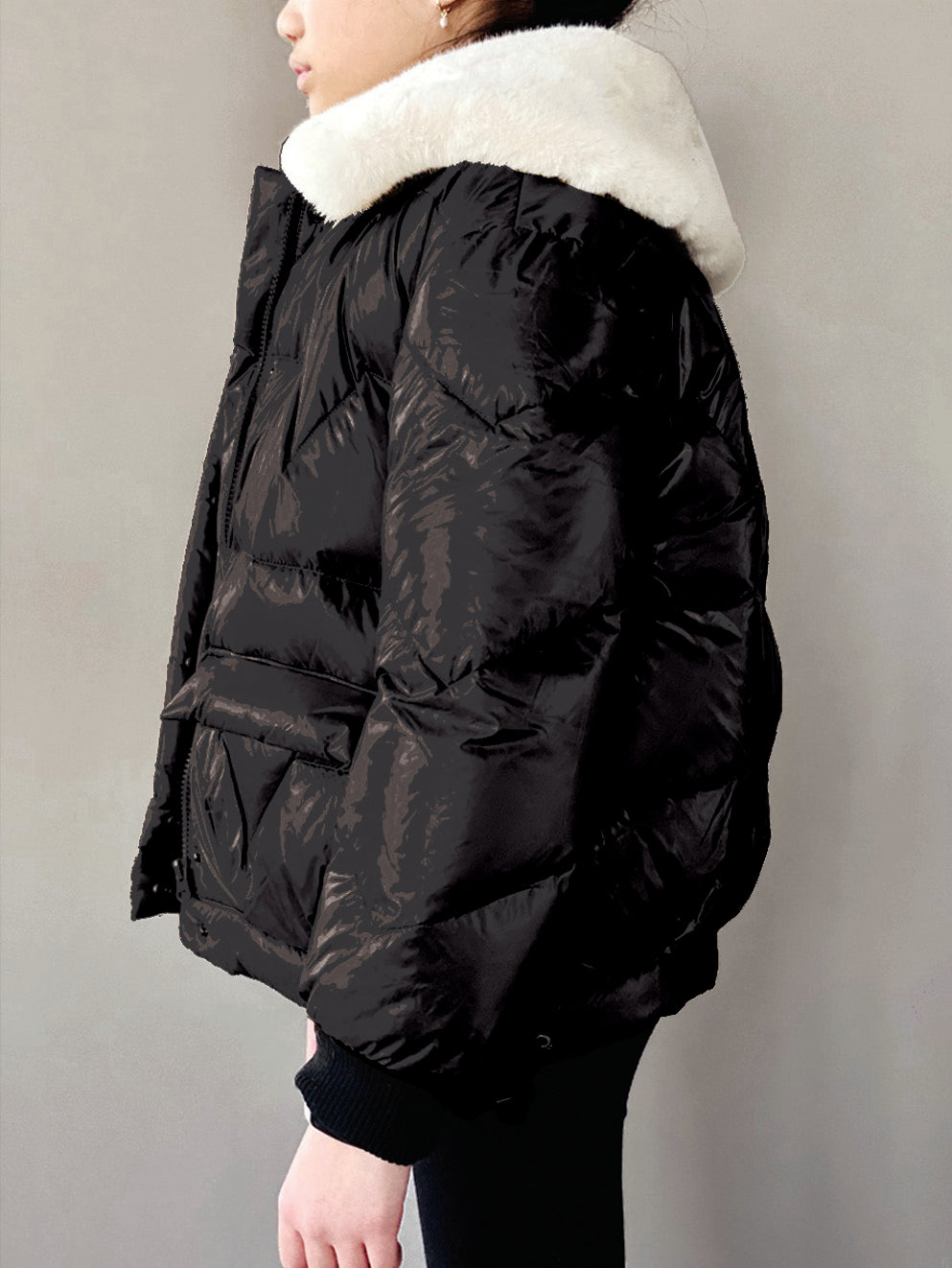 Vierra Rose Black Soho Fur Collar Jacket