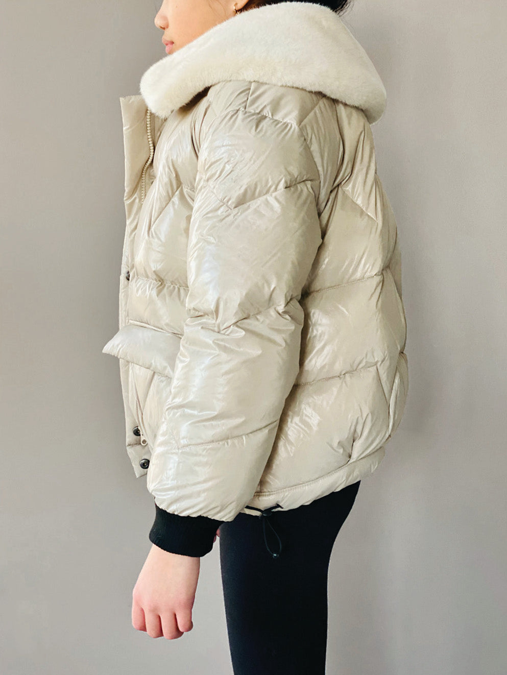 Vierra Rose Khaki Soho Fur Collar Jacket