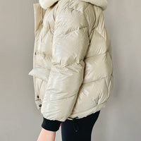 Vierra Rose Khaki Soho Fur Collar Jacket