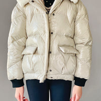 Vierra Rose Khaki Soho Fur Collar Jacket