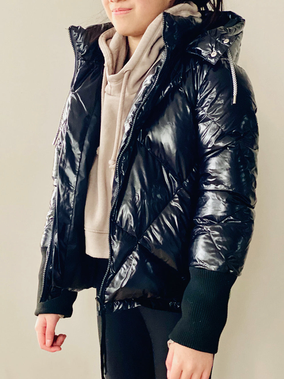 Vierra Rose Shiny Black Killer Quilted Jacket