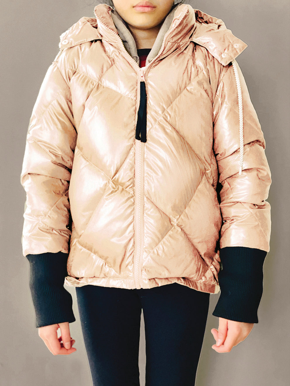 Vierra Rose Shiny Nude Killer Quilted Jacket