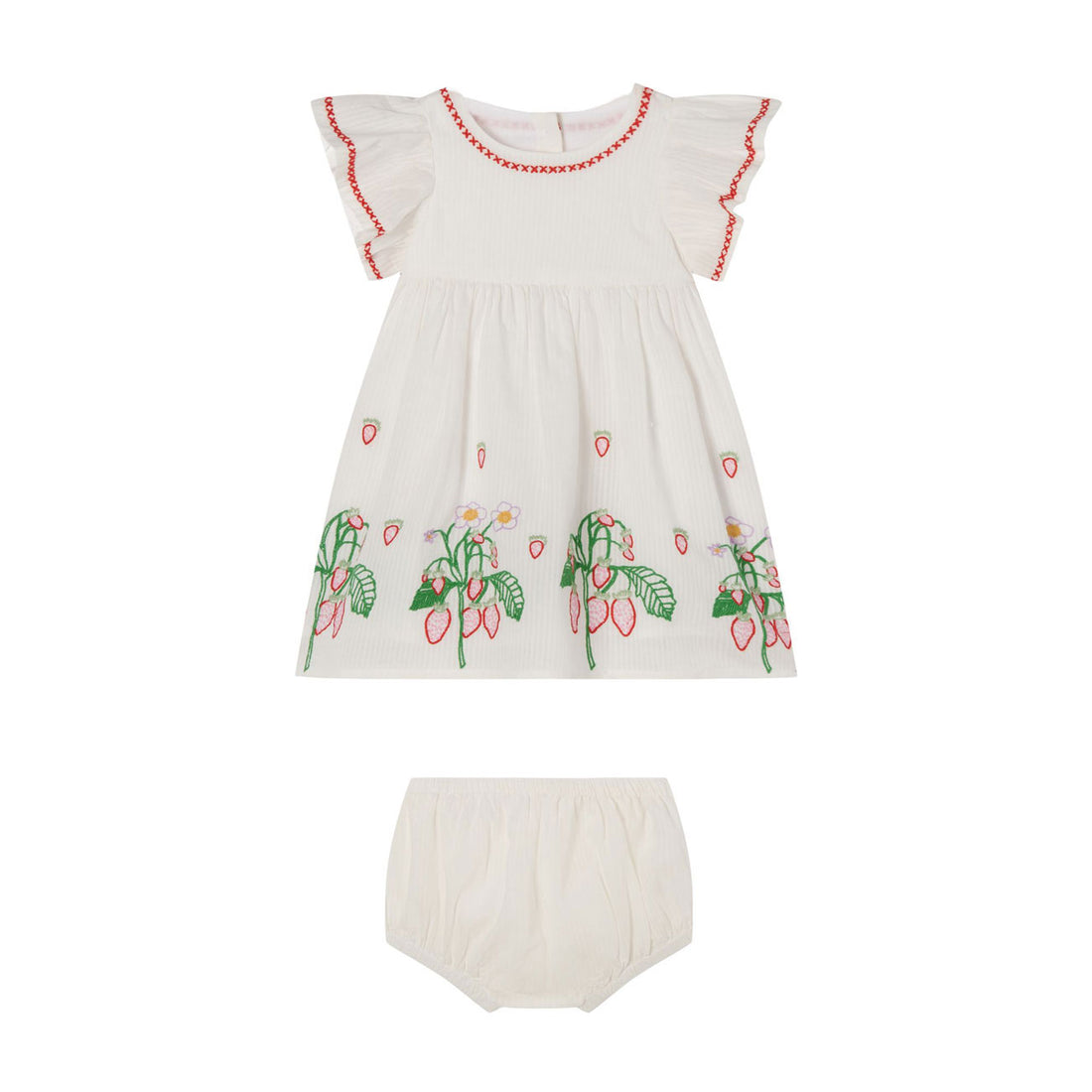 Stella McCartney Strawberry Flower Embroidered Jacquard Baby Dress