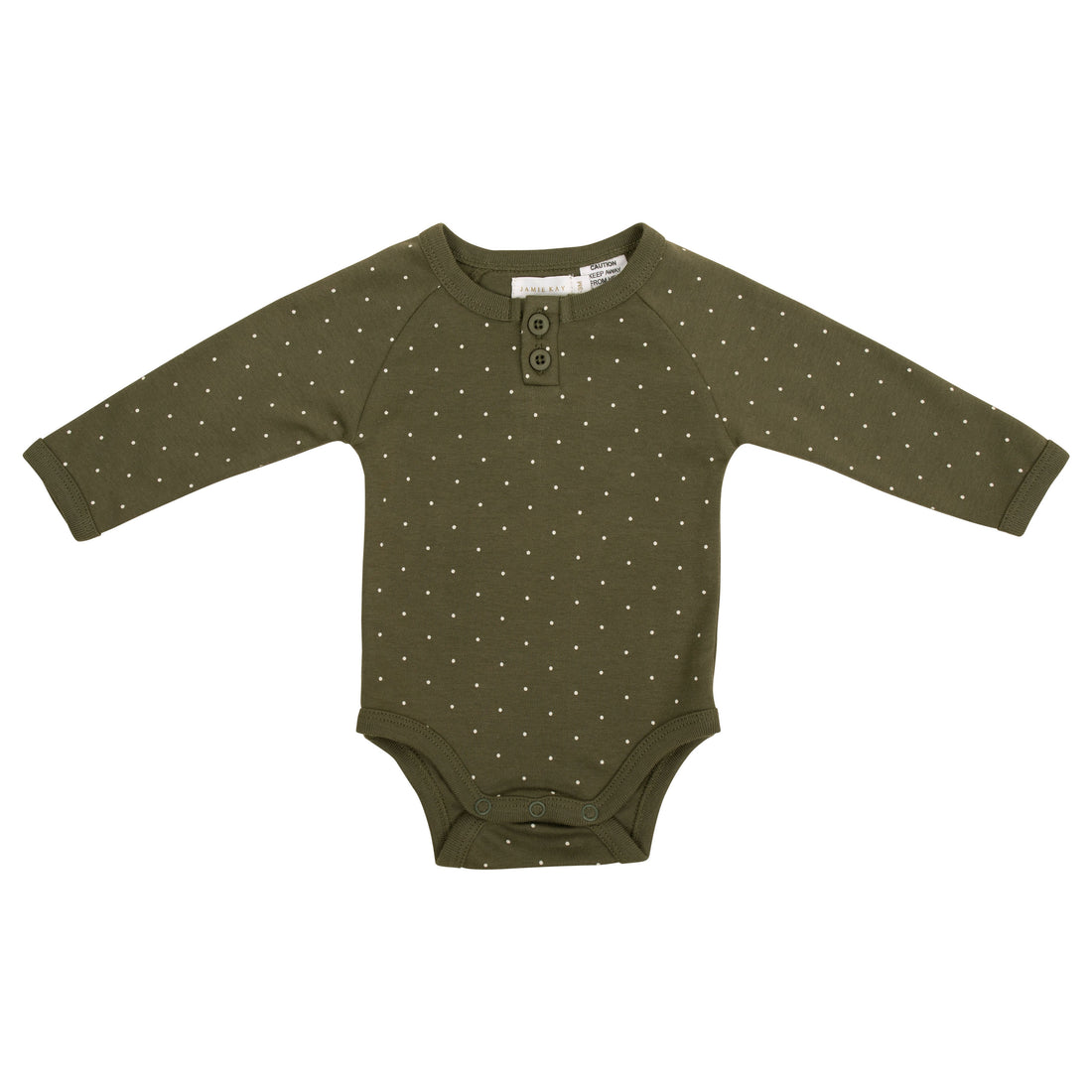 Jamie Kay Organic Cotton L/S Bodysuit - Tiny Dots Olive