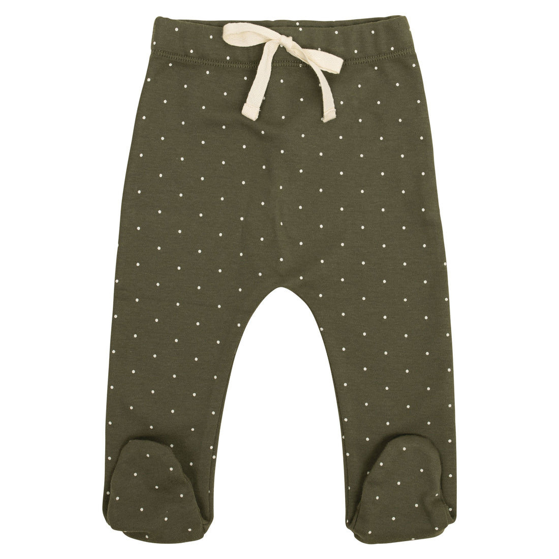 Jamie Kay Organic Cotton Footed Pant - Tiny Dots Olive