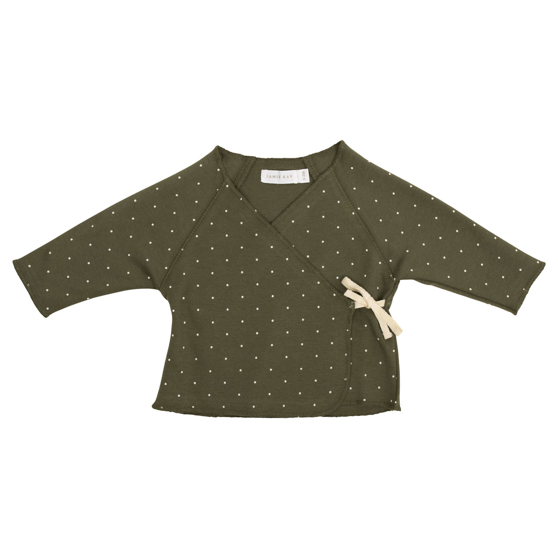 Jamie Kay Organic Cotton Wrap Top - Tiny Dots Olive